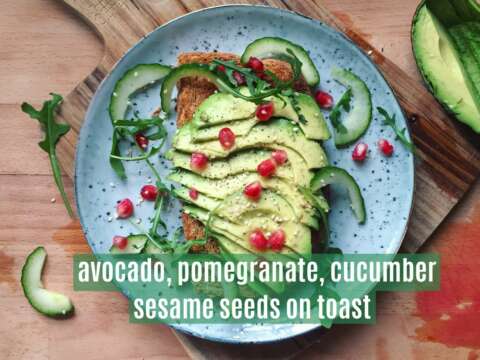 Lucy Lentil SWAG avocado pomegranate cucumber sesame