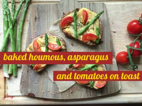 Lucy Lentil SWAG houmous asparagus tomatoes