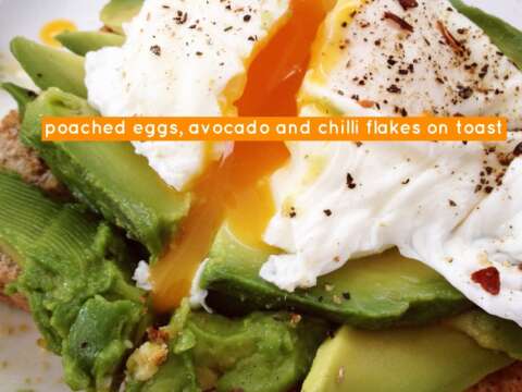 Sew White SWAG poached egg avo dried chilli
